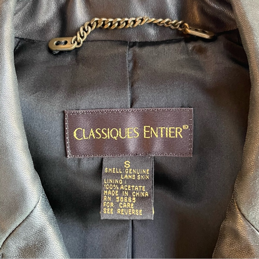 Vintage Classiques Entier Buttery Soft Black Leather Button Front Lined Jacket S - Picture 9 of 9